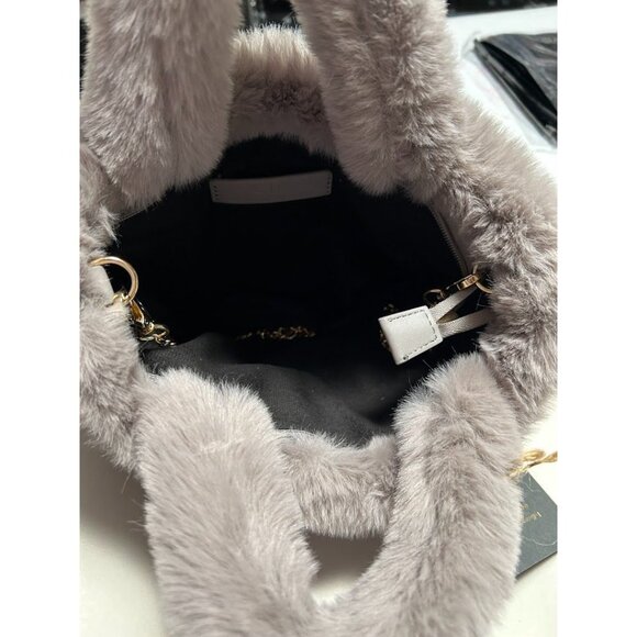 Vegan Faux Fur Handbag With Gold Chain -12" x 8" - Expressions NYC - Picture 7 of 10